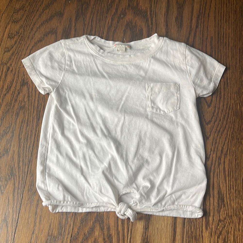 Lot of 4 crewcuts (j crew) t-shirts-white, grey, green, pink size 4-5 tie front